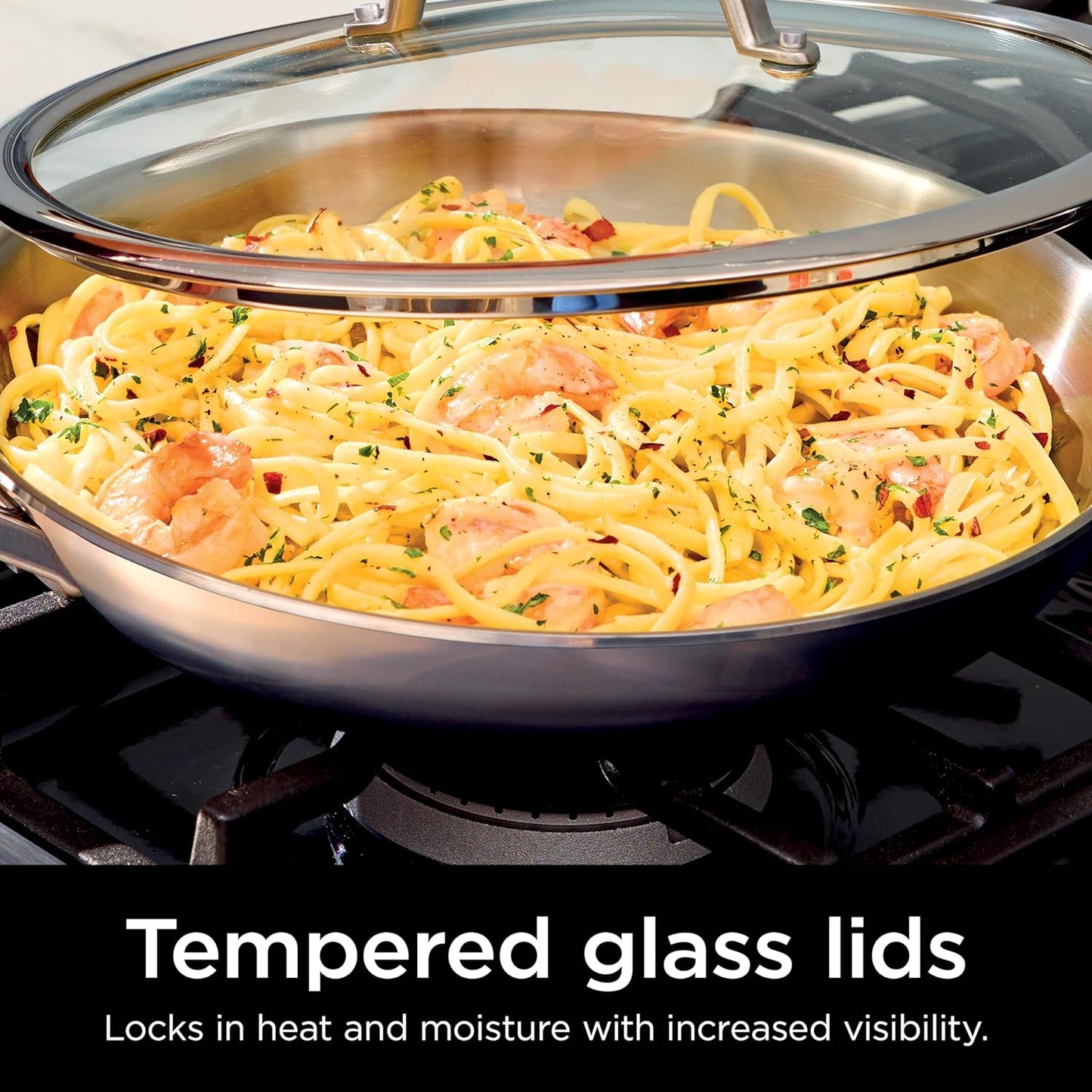 Ninja C90026 EverClad Commercial-Grade Stainless Steel 10.25" Fry Pan, Tri-Ply Pans, Oven Safe to 600°F, PFAS Safe, All Stovetops & Induction Compatible, Stainless